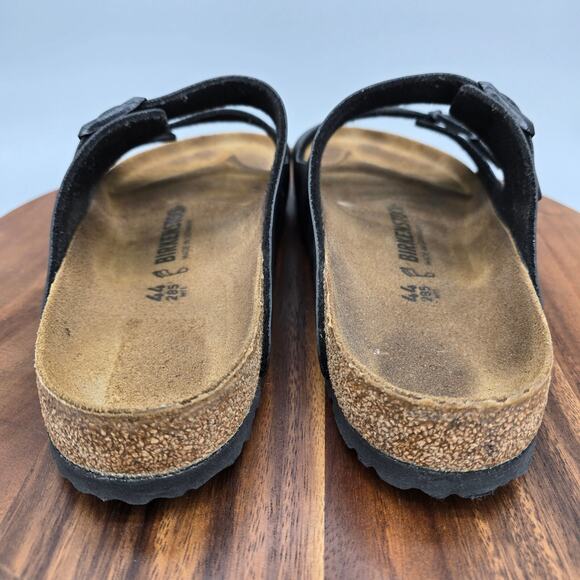 Birkenstock Arizona Sandals Mens 11 Black Birko Flor Double Strap Buckle Comfort - Picture 4 of 8